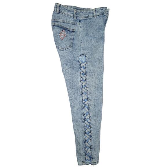 Vintage Venus USA High Waisted Acid Wash Jeans  Size 3 Crisscross Lace-Up Sides - Picture 5 of 6